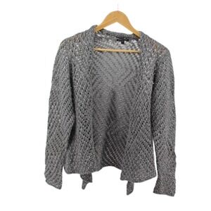 Eileen Fisher Chunky Knit Open Front Cardigan Women's M Gray Wool Alpaca Sweater